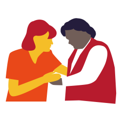 Illustration of a carer and resident