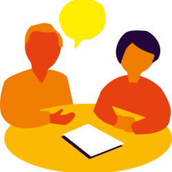 Illustration of two people chatting